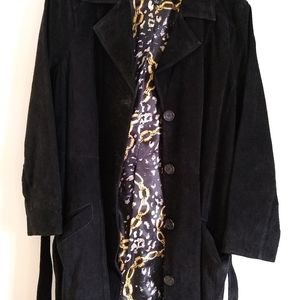 NWT Dennis by Dennis Basso Black Genuine Suede Coat 1X